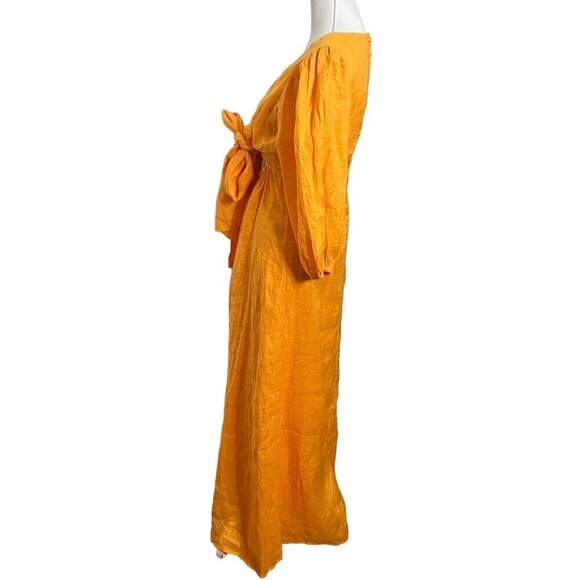 Faithfull La Mia Maxi Dress Tuscan Sun Orange Women’s Size 4 Cutout Tie Front - Picture 2 of 12